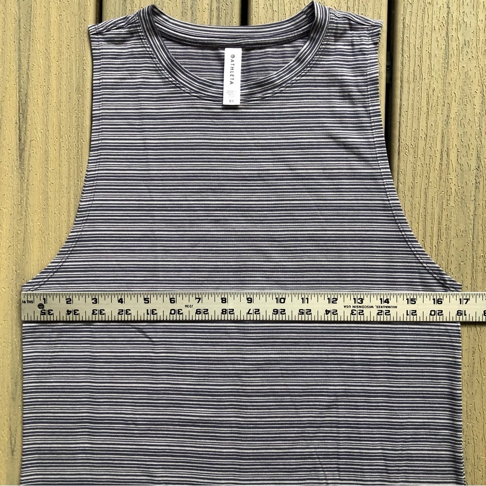Athleta Striped Blue & Gray Sleeveless Tank Top Size XS - Picture 3 of 7